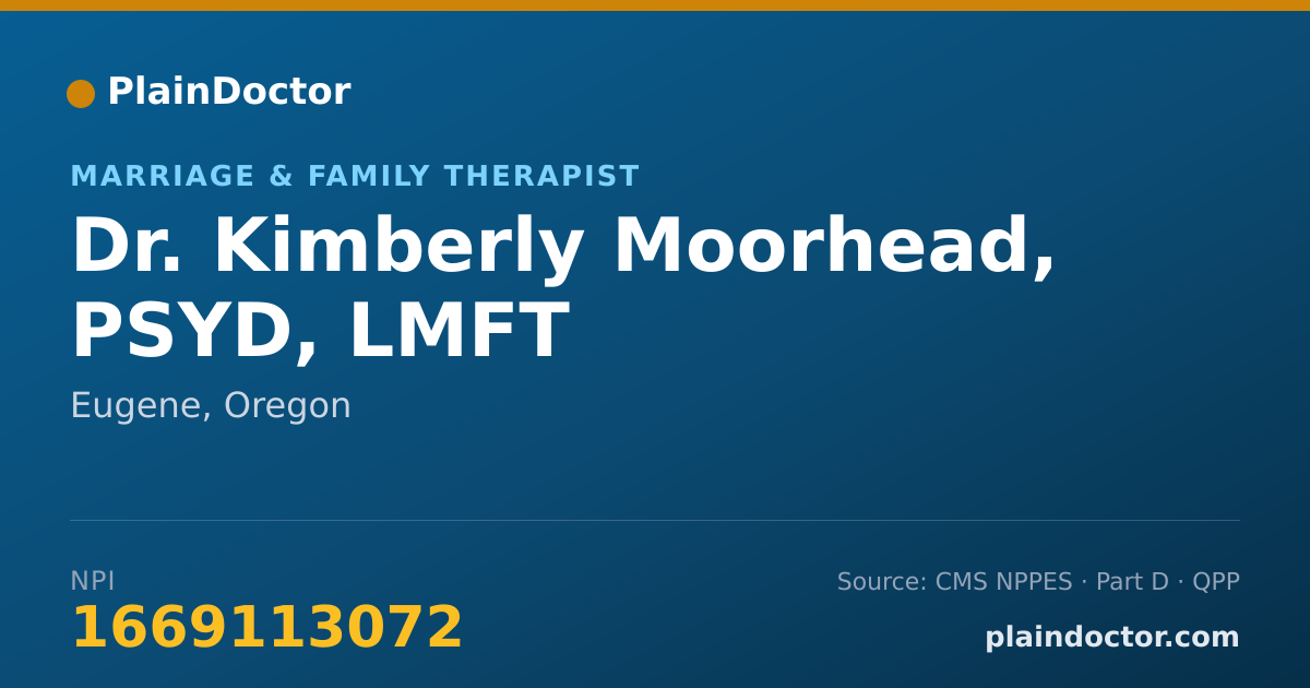 Shareable card for Kimberly Moorhead, PSYD, LMFT - Marriage & Family Therapist, Eugene, OR