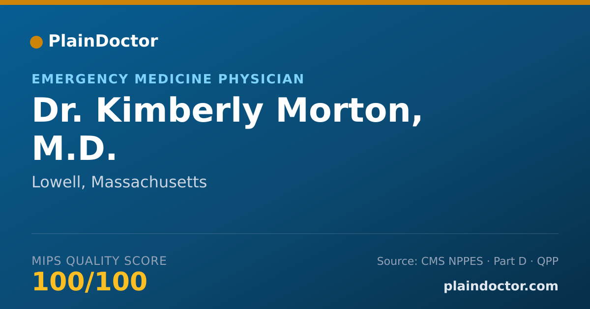 Shareable card for Kimberly Morton, M.D. - Emergency Medicine Physician, Lowell, MA