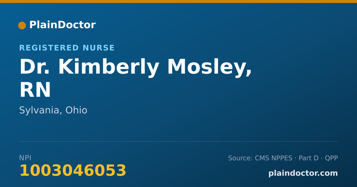 Shareable card for Kimberly Mosley, RN - Registered Nurse, Sylvania, OH