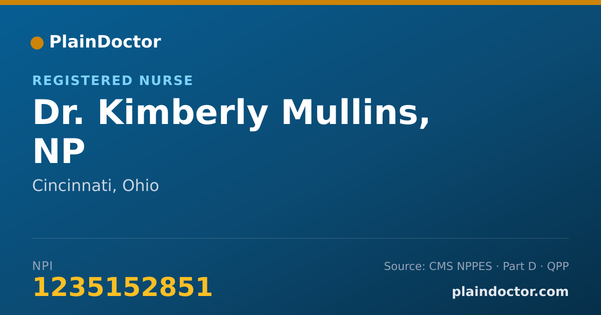 Shareable card for Kimberly Mullins, NP - Registered Nurse, Cincinnati, OH