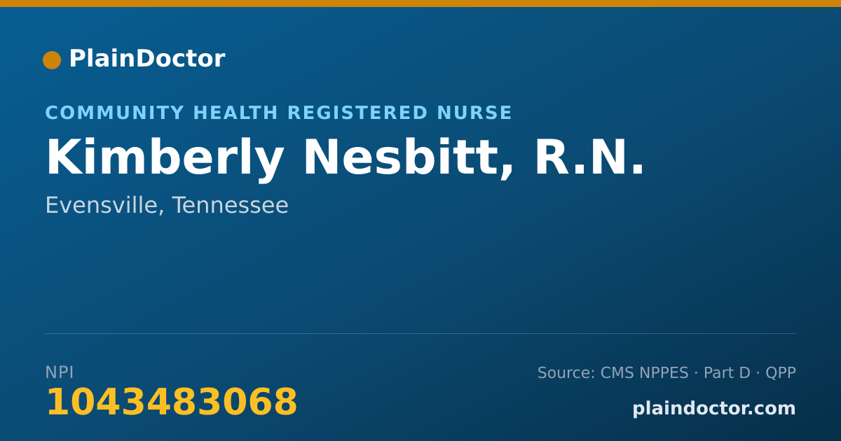 Shareable card for Kimberly Nesbitt, R.N. - Community Health Registered Nurse, Evensville, TN
