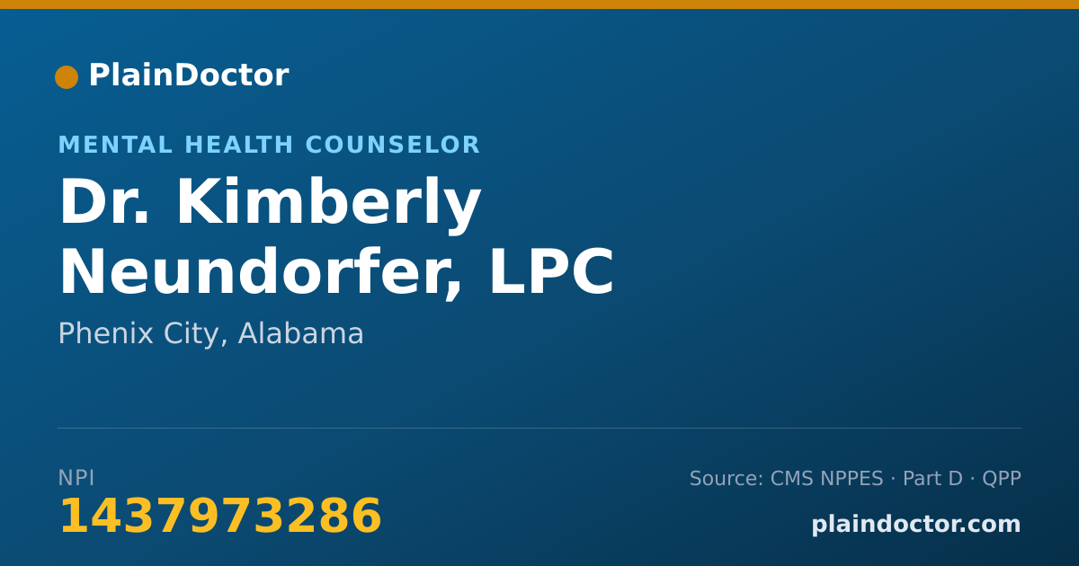 Shareable card for Kimberly Neundorfer, LPC - Mental Health Counselor, Phenix City, AL