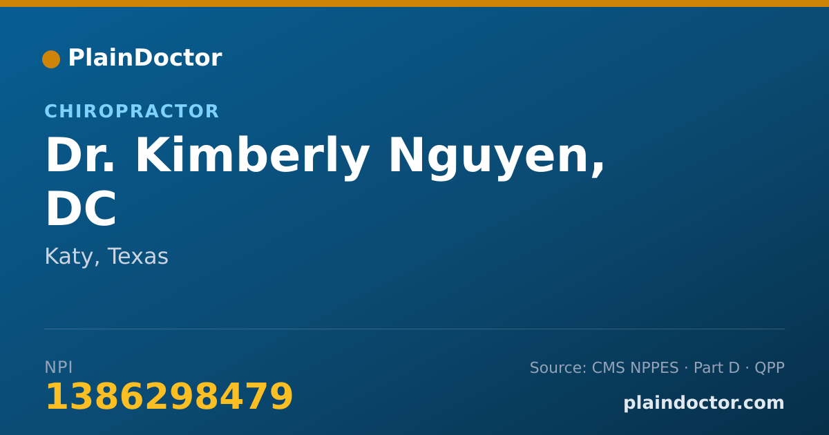 Shareable card for Kimberly Nguyen, DC - Chiropractor, Katy, TX