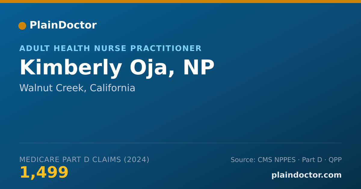 Shareable card for Kimberly Oja, NP - Adult Health Nurse Practitioner, Walnut Creek, CA