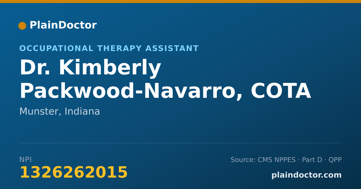 Shareable card for Kimberly Packwood-Navarro, COTA - Occupational Therapy Assistant, Munster, IN