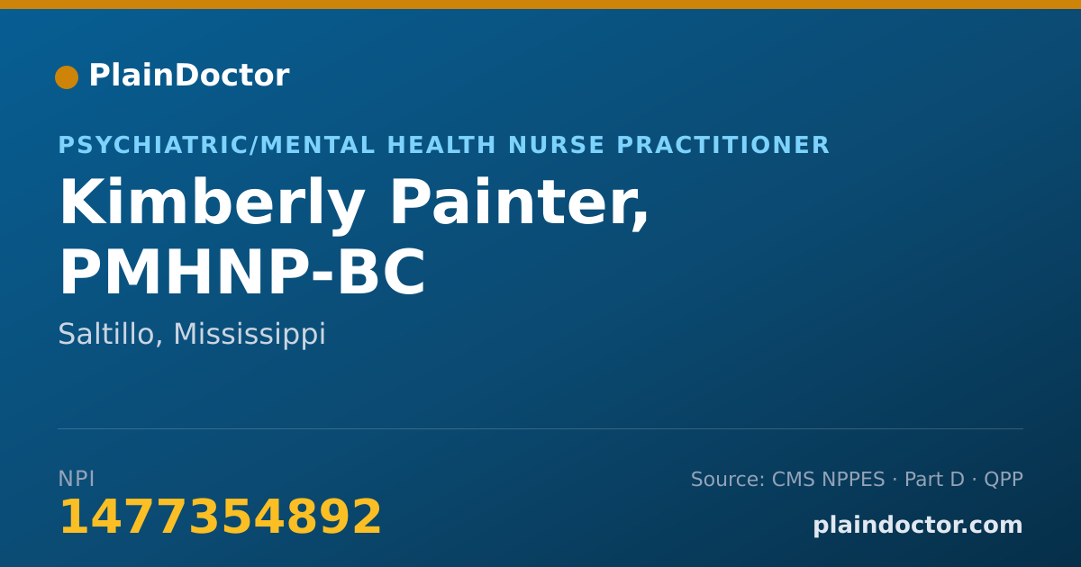 Shareable card for Kimberly Painter, PMHNP-BC - Psychiatric/Mental Health Nurse Practitioner, Saltillo, MS