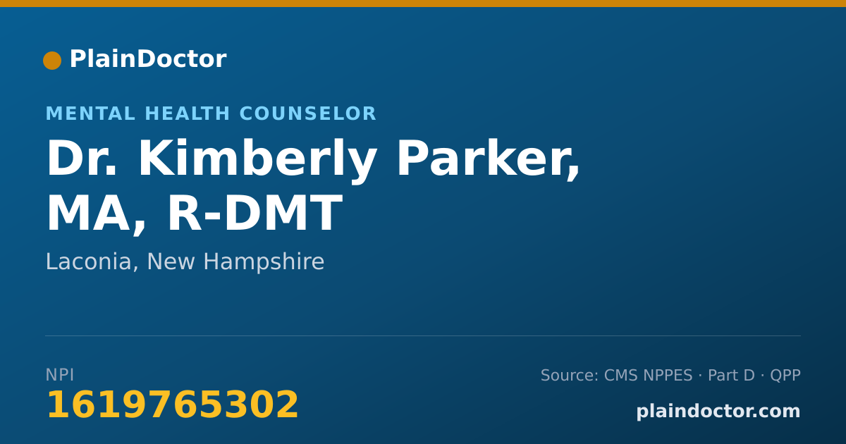 Shareable card for Kimberly Parker, MA, R-DMT - Mental Health Counselor, Laconia, NH
