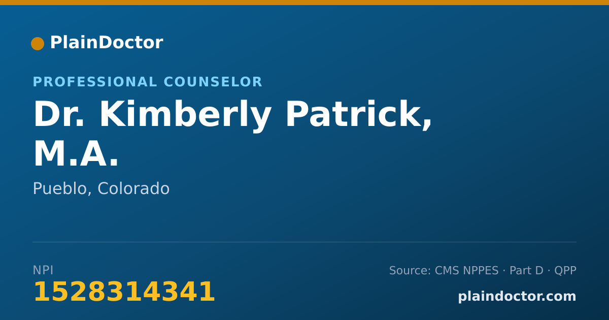 Shareable card for Kimberly Patrick, M.A. - Professional Counselor, Pueblo, CO