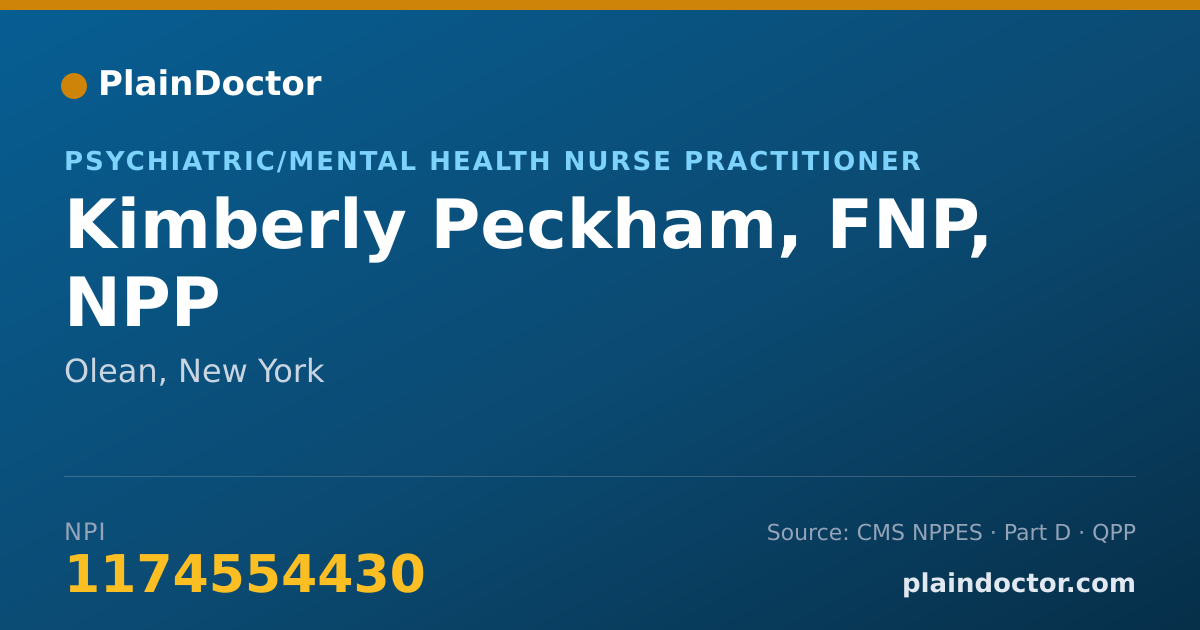 Shareable card for Kimberly Peckham, FNP, NPP - Specialist, Olean, NY
