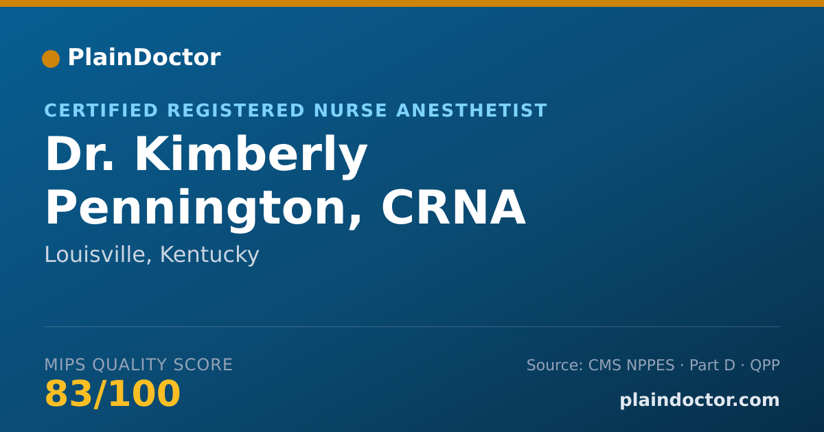 Shareable card for Kimberly Pennington, CRNA - Certified Registered Nurse Anesthetist, Louisville, KY