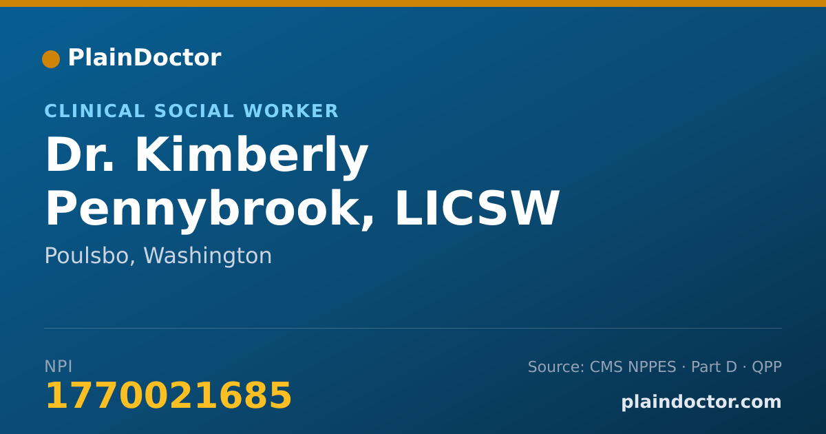 Shareable card for Kimberly Pennybrook, LICSW - Clinical Social Worker, Poulsbo, WA