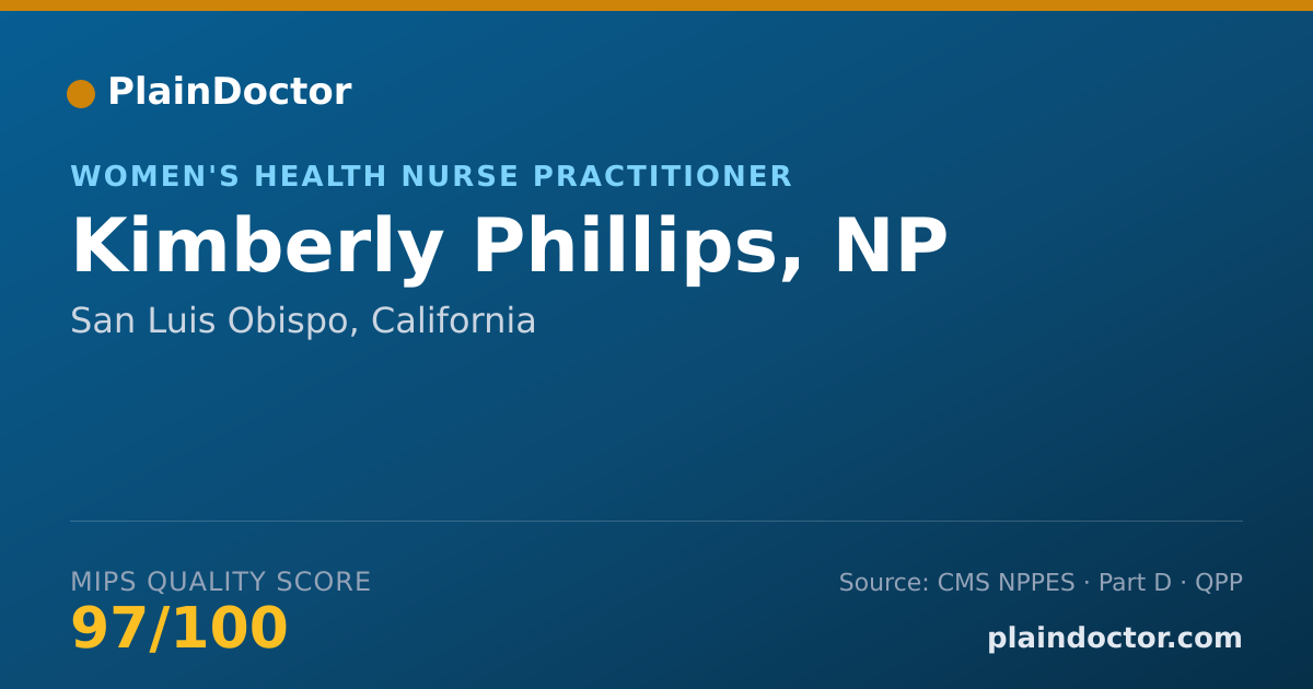 Shareable card for Kimberly Phillips, NP - Women's Health Nurse Practitioner, San Luis Obispo, CA