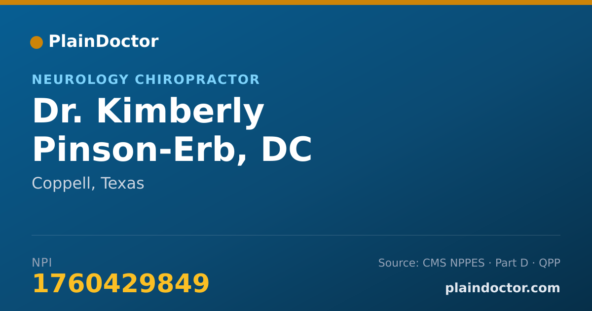 Shareable card for Kimberly Pinson-Erb, DC - Neurology Chiropractor, Coppell, TX