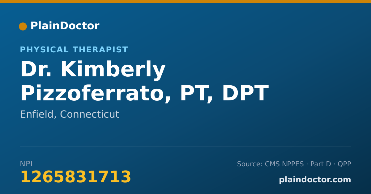 Shareable card for Kimberly Pizzoferrato, PT, DPT - Physical Therapist, Enfield, CT