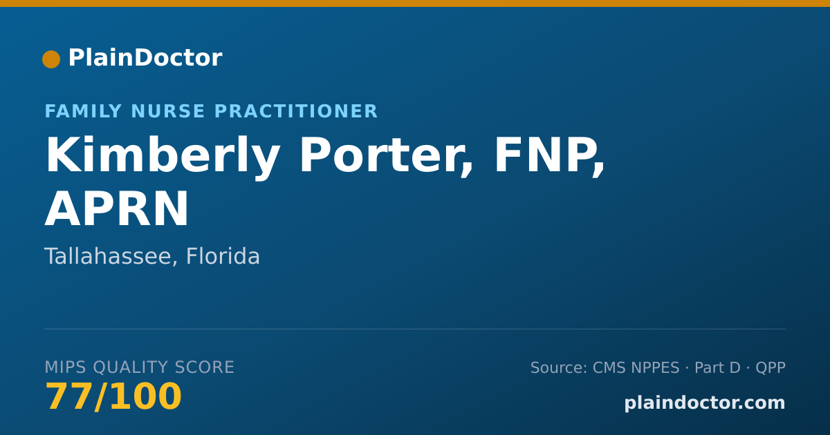 Shareable card for Kimberly Porter, FNP, APRN - Family Nurse Practitioner, Tallahassee, FL