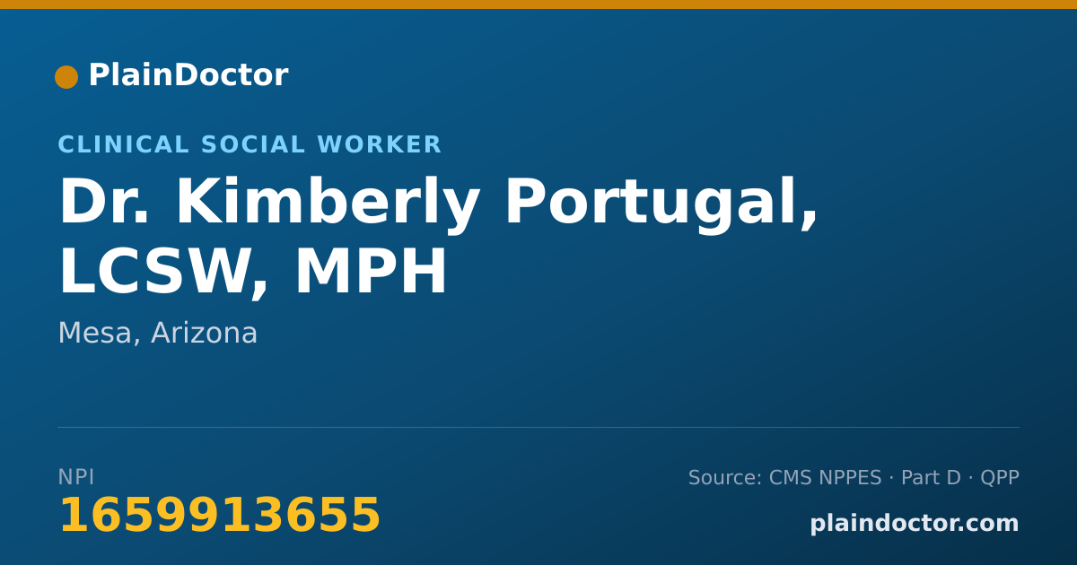Shareable card for Kimberly Portugal, LCSW, MPH - Clinical Social Worker, Mesa, AZ