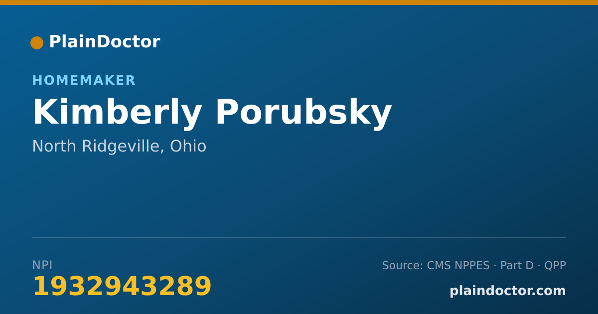 Shareable card for Kimberly Porubsky - Homemaker, North Ridgeville, OH