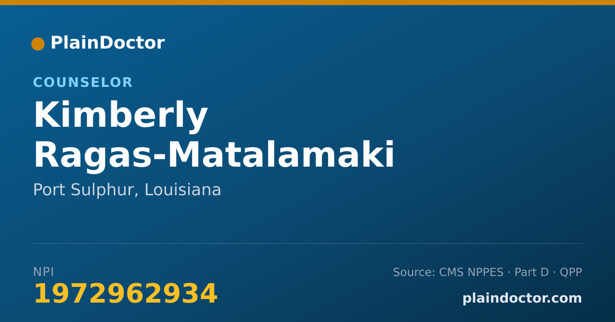 Shareable card for Kimberly Ragas-Matalamaki - Counselor, Port Sulphur, LA