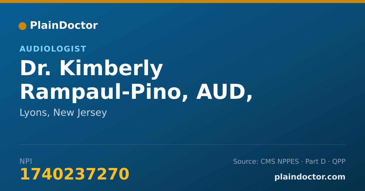 Shareable card for Kimberly Rampaul-Pino, AUD, CCC-A - Audiologist, Lyons, NJ