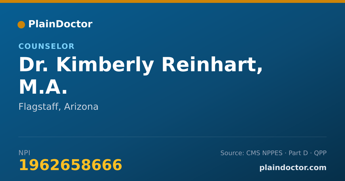 Shareable card for Kimberly Reinhart, M.A. - Counselor, Flagstaff, AZ