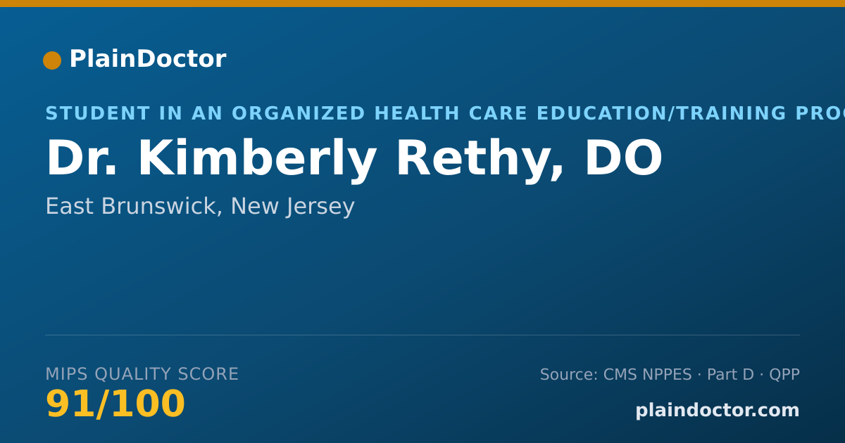 Shareable card for Kimberly Rethy, DO - Student in an Organized Health Care Education/Training Program, East Brunswick, NJ