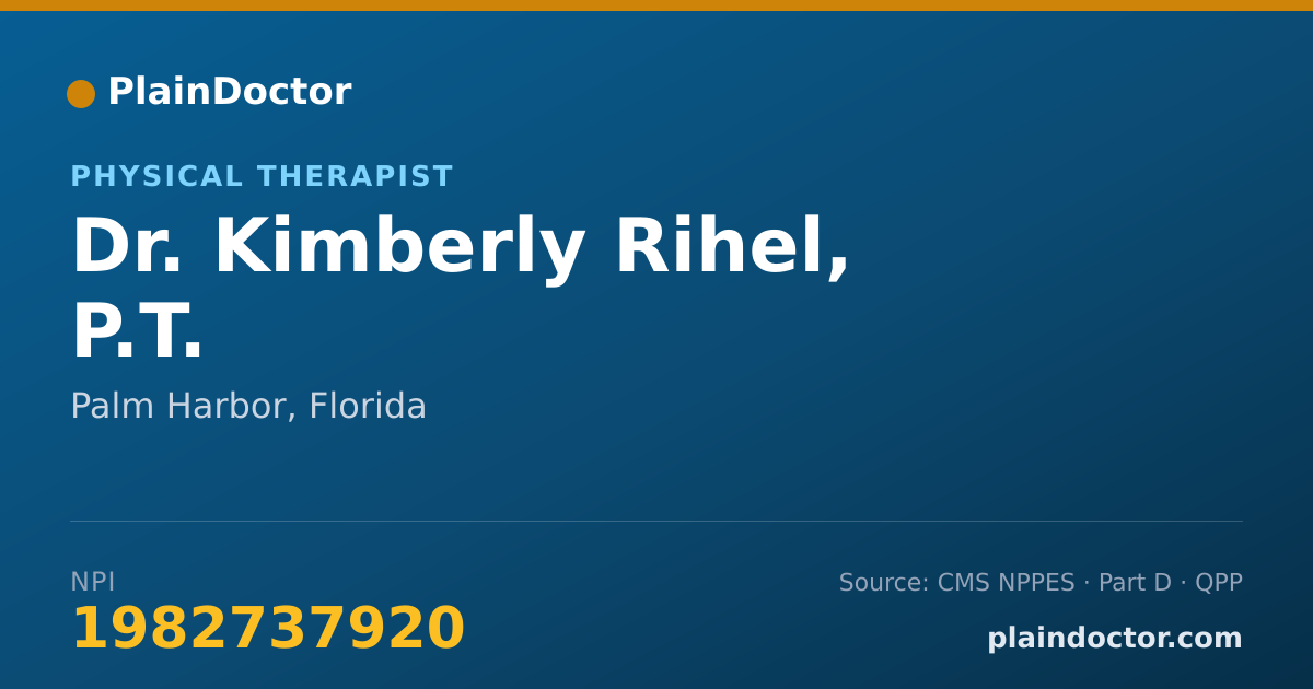 Shareable card for Kimberly Rihel, P.T. - Physical Therapist, Palm Harbor, FL