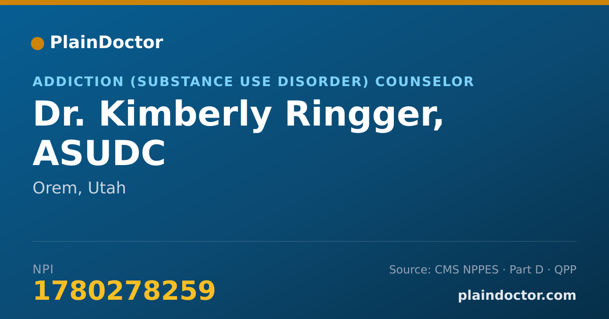 Shareable card for Kimberly Ringger, ASUDC - Addiction (Substance Use Disorder) Counselor, Orem, UT