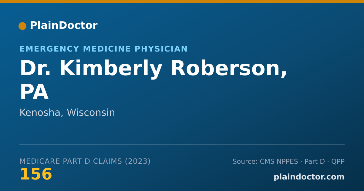 Shareable card for Kimberly Roberson, PA - Emergency Medicine Physician, Kenosha, WI
