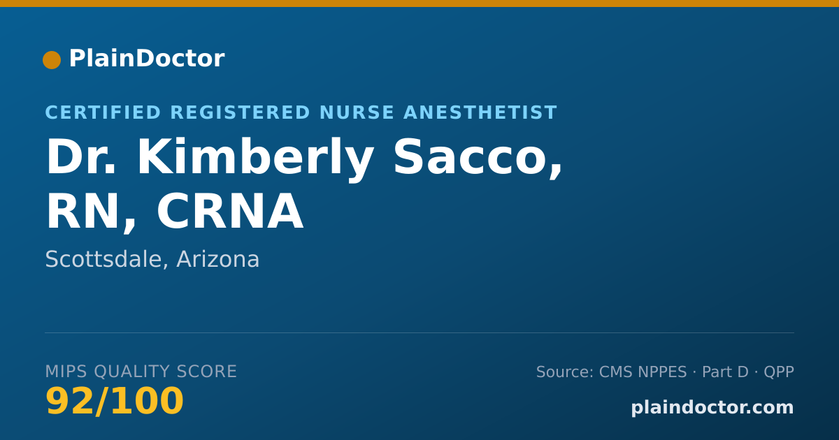 Shareable card for Kimberly Sacco, RN, CRNA - Certified Registered Nurse Anesthetist, Scottsdale, AZ