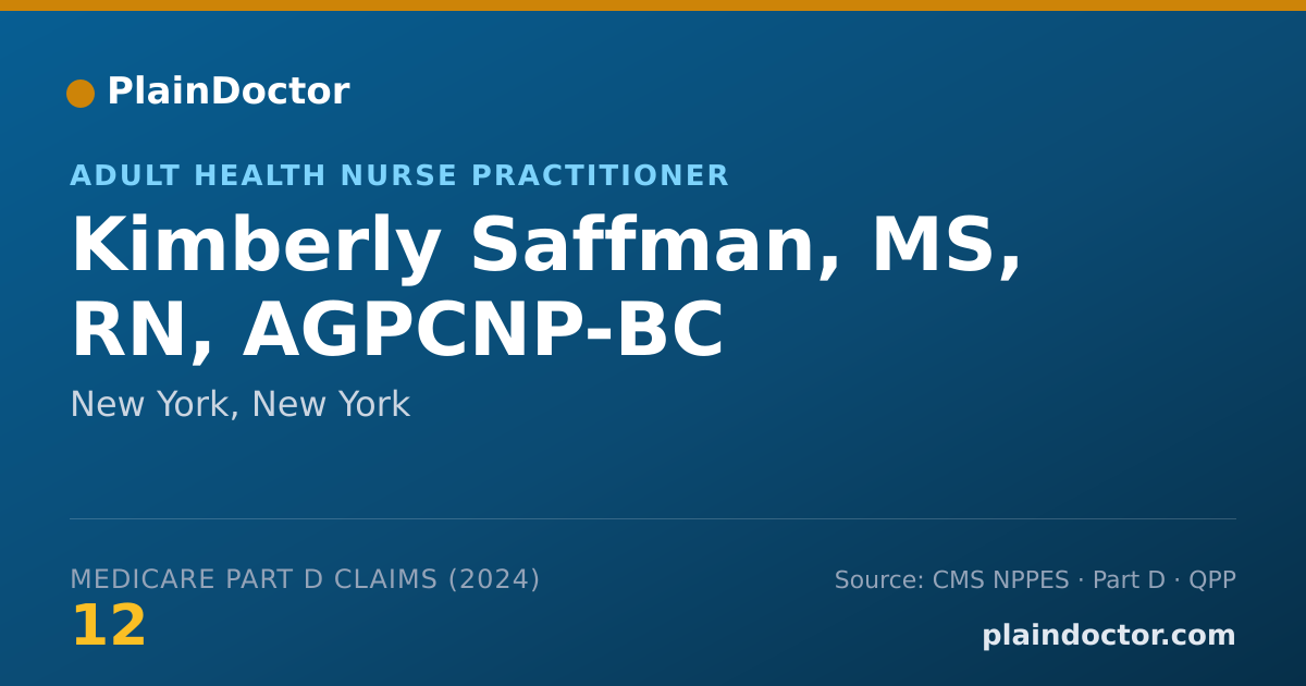 Shareable card for Kimberly Saffman, MS, RN, AGPCNP-BC - Adult Health Nurse Practitioner, New York, NY