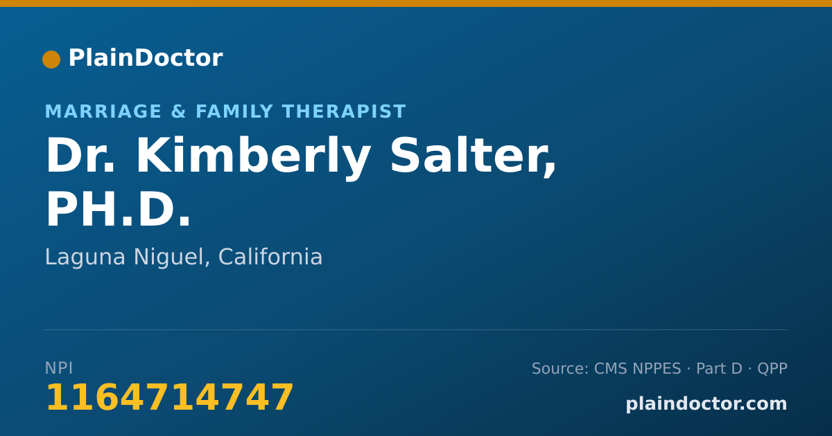 Shareable card for Kimberly Salter, PH.D. - Marriage & Family Therapist, Laguna Niguel, CA