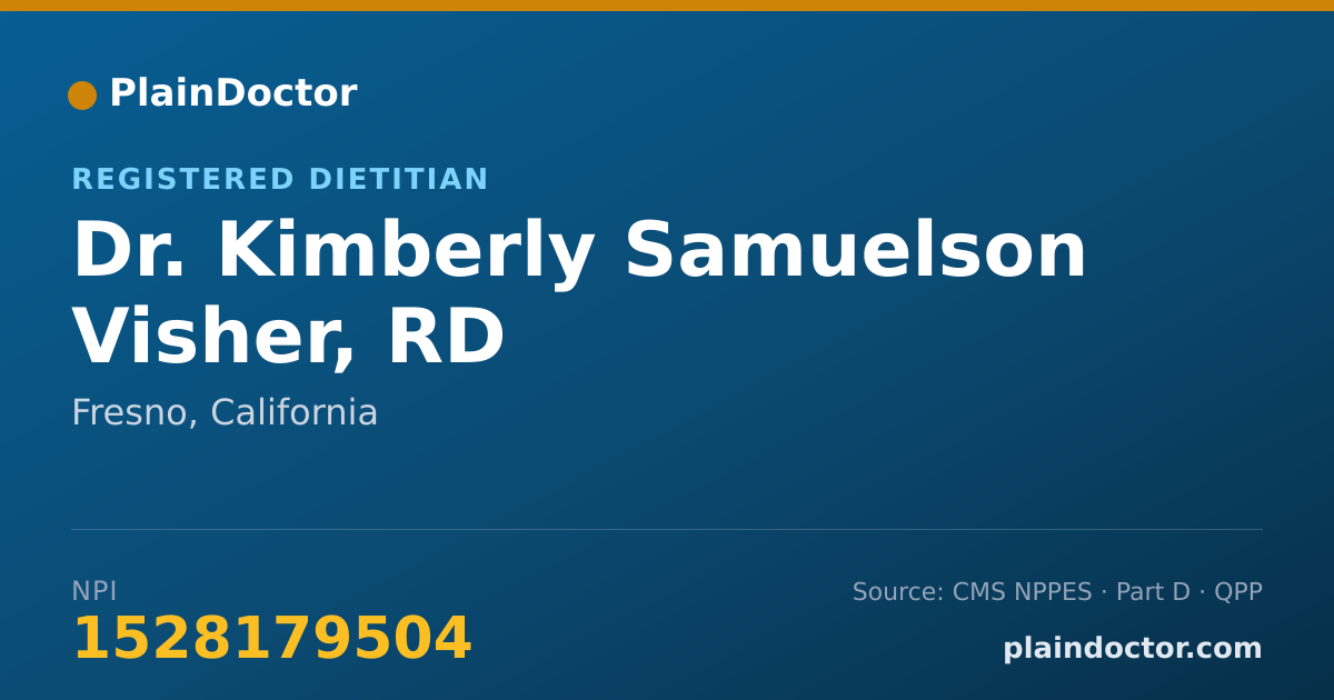 Shareable card for Kimberly Samuelson Visher, RD - Registered Dietitian, Fresno, CA