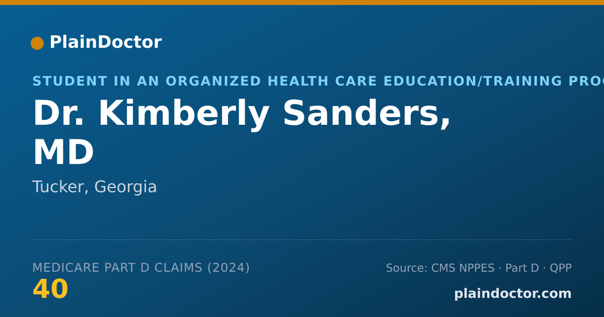 Shareable card for Kimberly Sanders, MD - Student in an Organized Health Care Education/Training Program, Tucker, GA