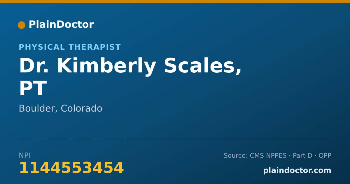 Shareable card for Kimberly Scales, PT - Physical Therapist, Boulder, CO