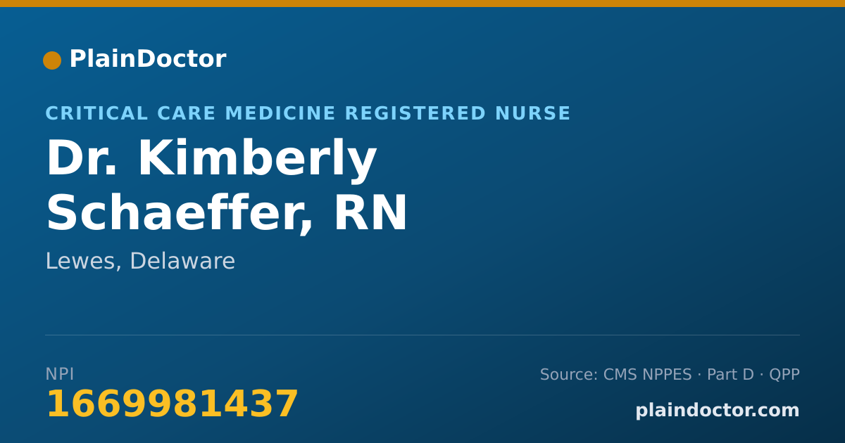 Shareable card for Kimberly Schaeffer, RN - Critical Care Medicine Registered Nurse, Lewes, DE