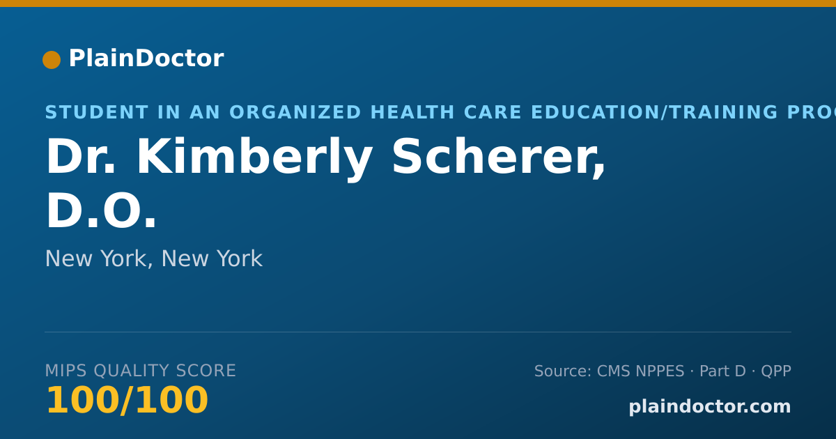 Shareable card for Kimberly Scherer, D.O. - Student in an Organized Health Care Education/Training Program, New York, NY