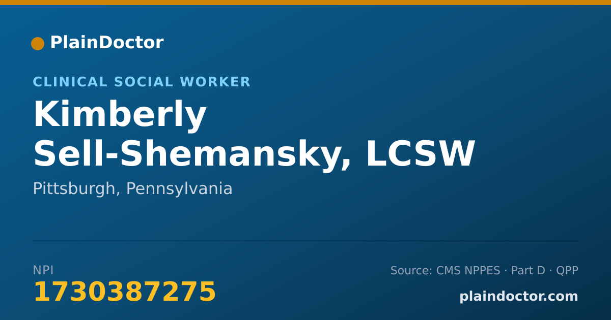 Shareable card for Kimberly Sell-Shemansky, LCSW - Clinical Social Worker, Pittsburgh, PA