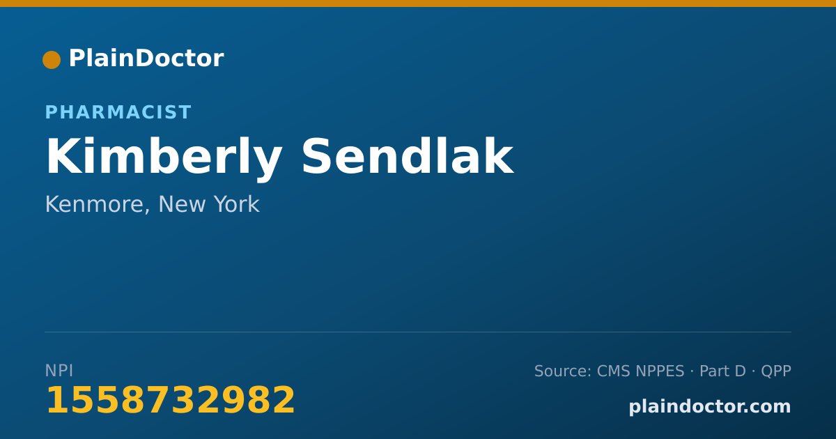 Shareable card for Kimberly Sendlak - Pharmacist, Kenmore, NY
