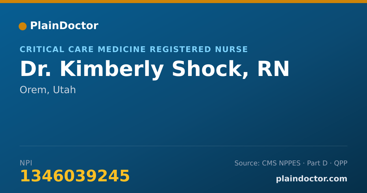 Shareable card for Kimberly Shock, RN - Critical Care Medicine Registered Nurse, Orem, UT