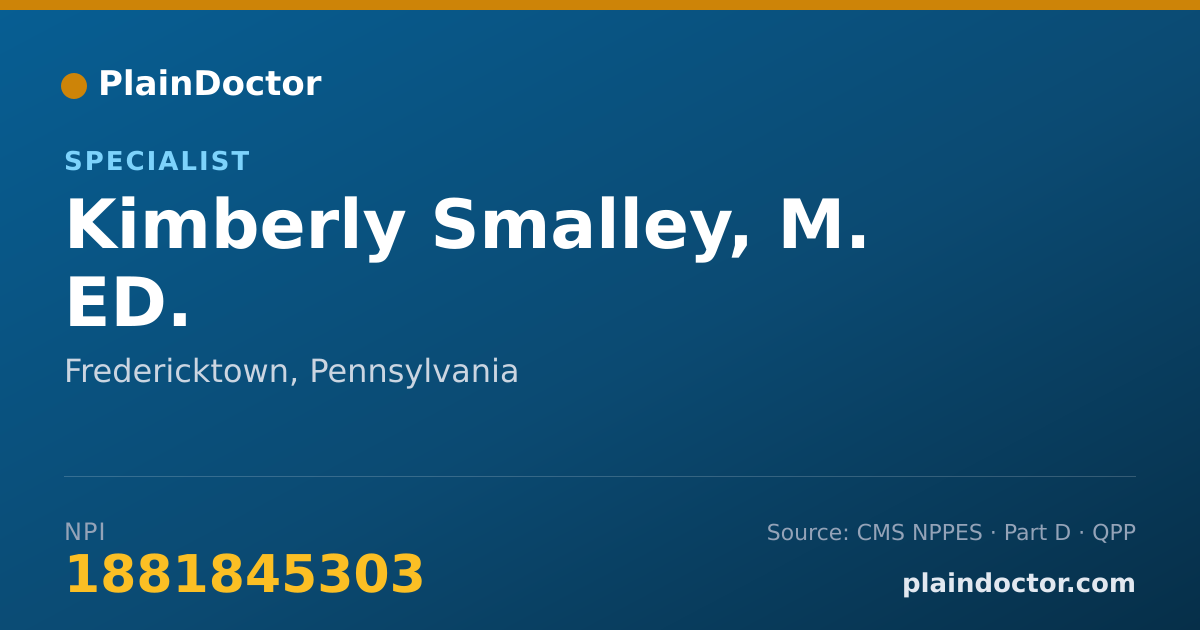 Shareable card for Kimberly Smalley, M. ED. - Specialist, Fredericktown, PA