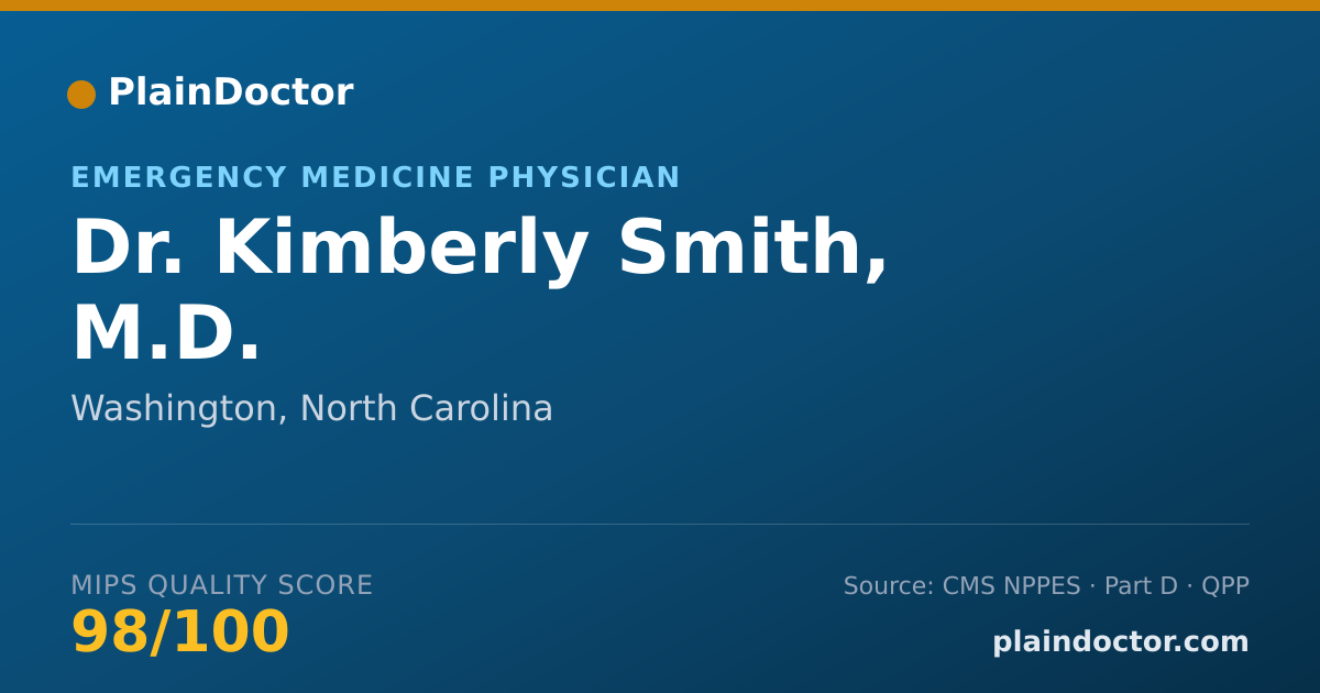 Shareable card for Kimberly Smith, M.D. - Emergency Medicine Physician, Washington, NC