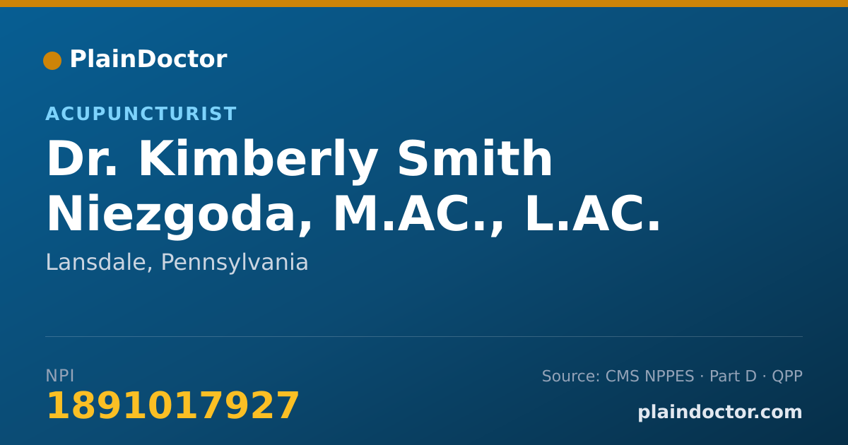 Shareable card for Kimberly Smith Niezgoda, M.AC., L.AC. - Acupuncturist, Lansdale, PA