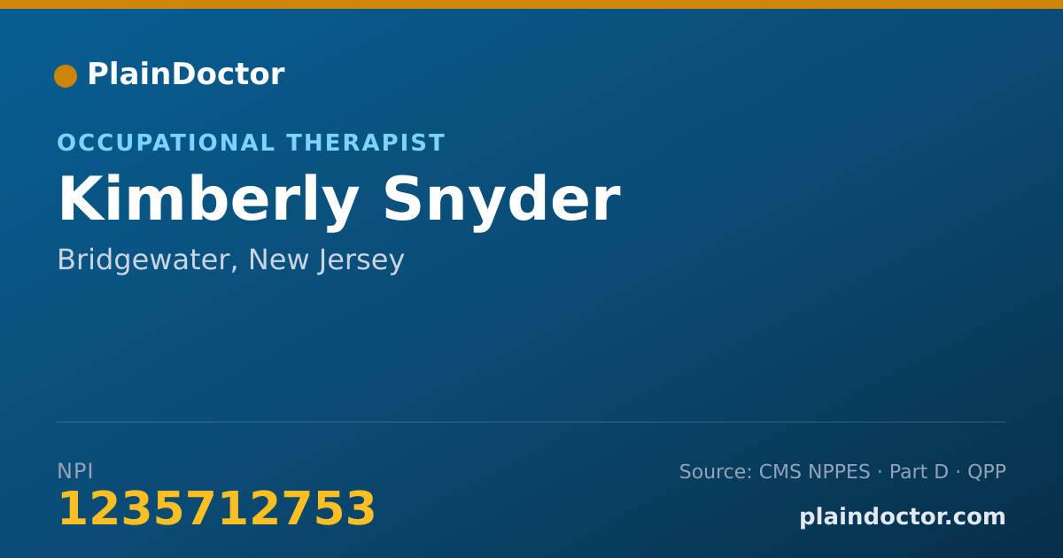 Shareable card for Kimberly Snyder - Occupational Therapist, Bridgewater, NJ