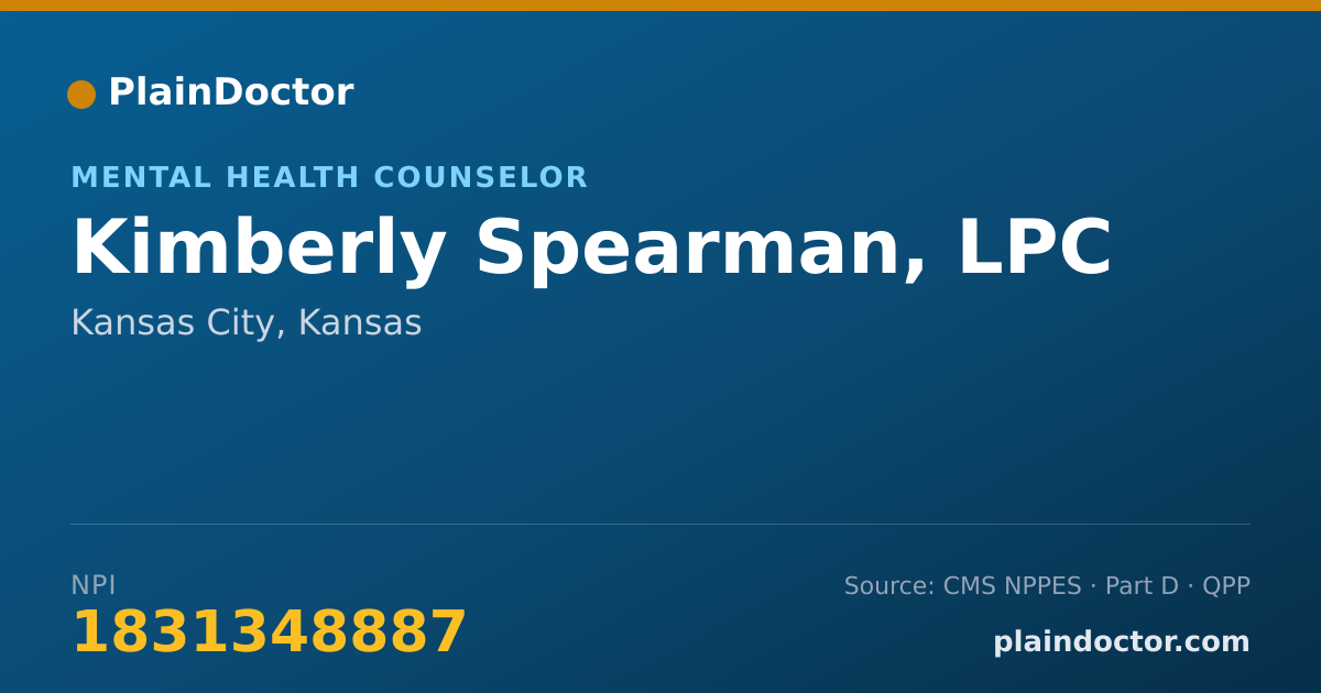 Shareable card for Kimberly Spearman, LPC - Mental Health Counselor, Kansas City, KS