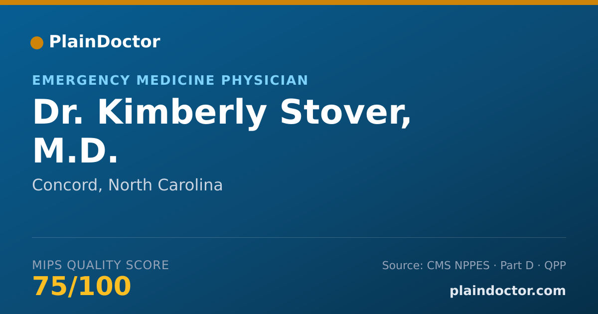 Shareable card for Kimberly Stover, M.D. - Emergency Medicine Physician, Concord, NC