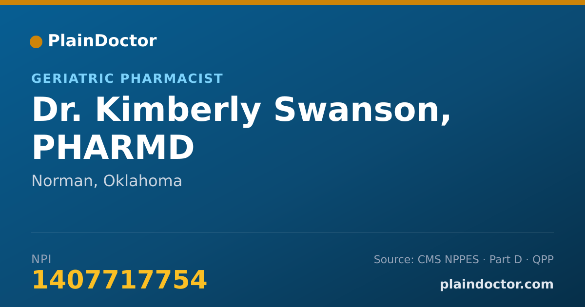 Shareable card for Kimberly Swanson, PHARMD - Geriatric Pharmacist, Norman, OK