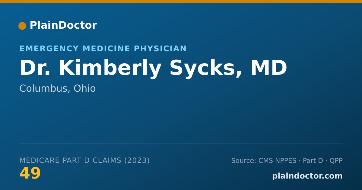 Shareable card for Kimberly Sycks, MD - Emergency Medicine Physician, Columbus, OH