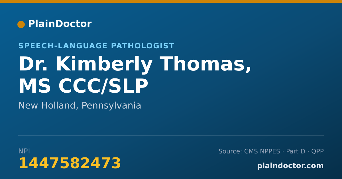 Shareable card for Kimberly Thomas, MS CCC/SLP - Speech-Language Pathologist, New Holland, PA