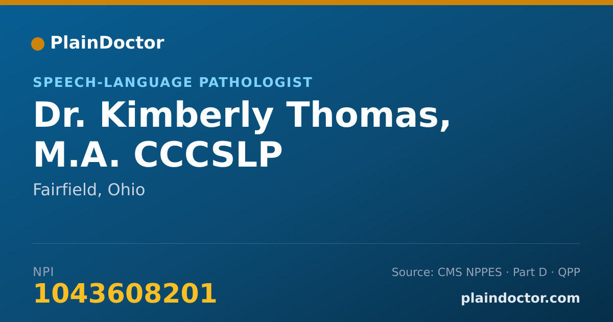 Shareable card for Kimberly Thomas, M.A. CCCSLP - Speech-Language Pathologist, Fairfield, OH