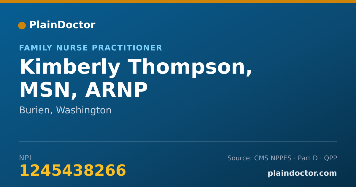 Shareable card for Kimberly Thompson, MSN, ARNP - Family Nurse Practitioner, Burien, WA